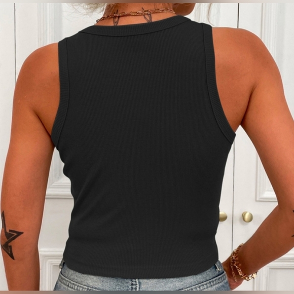 Ready Set Go Cropped Tank in Black - Picture 3 of 7